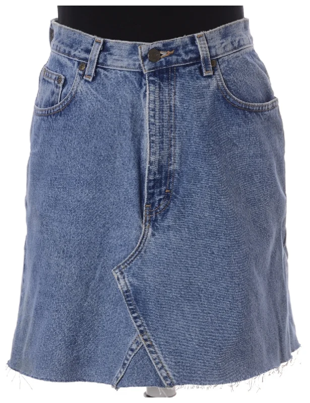 Label Jess Denim Jeans Mini Skirt button skirt front