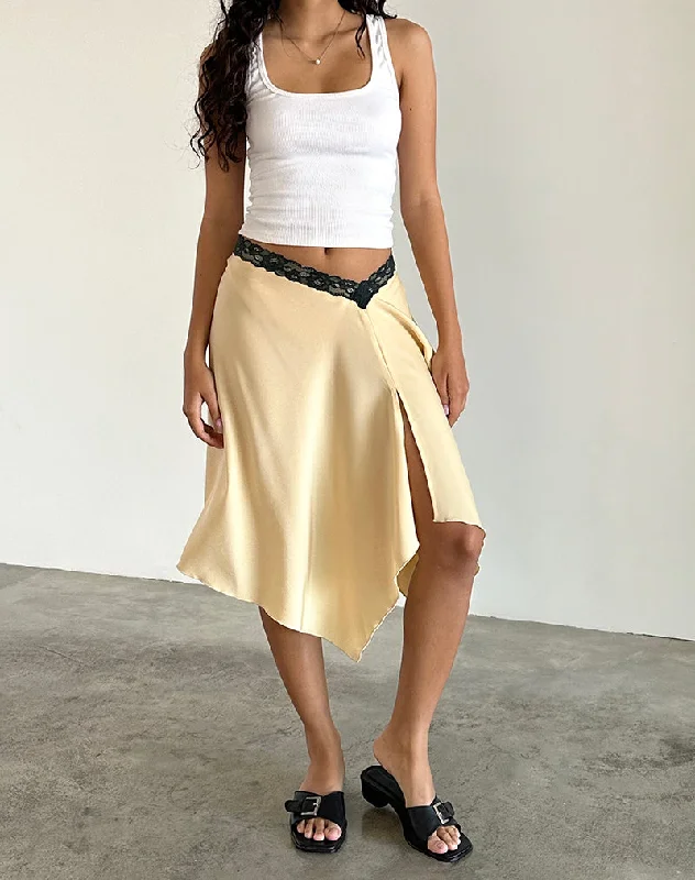 Houda Midi Skirt in Buttermilk with Grey Lace summer skirt style