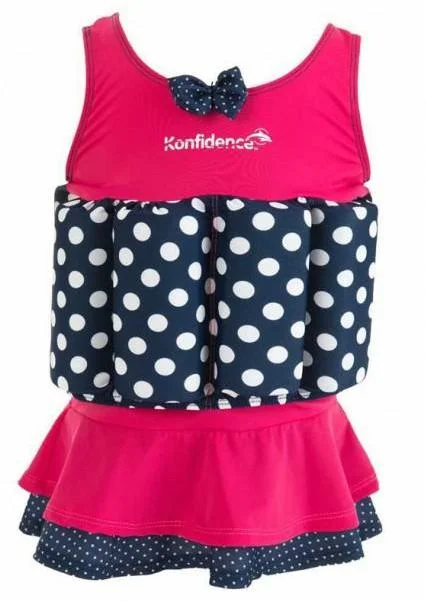 Konfidence float suit - pink polka skirt velvet skirt glossy