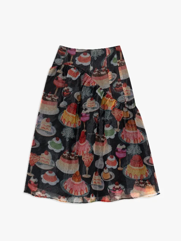 Maeve Midi Skirt - Dessert Table chiffon skirt airy