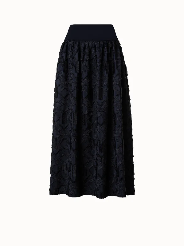 Maxi Skirt with Fringe Embroidery denim skirt classic