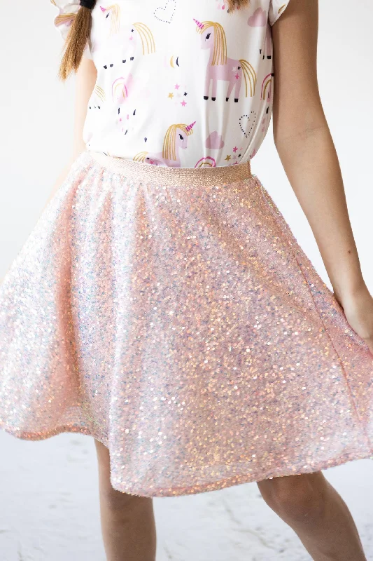 SALE Peach Sequin Twirl Skirt corduroy skirt textured