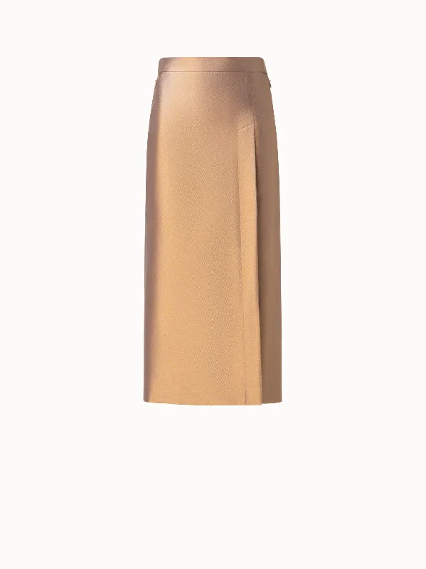 Pencil Skirt with Slit in Cotton and Golden Lurex velvet skirt plush