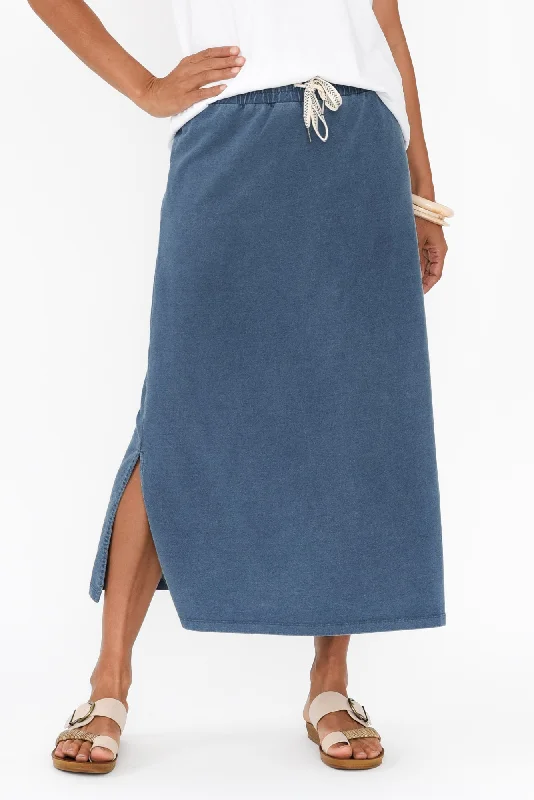 Travel Blue Cotton Maxi Skirt cashmere skirt soft